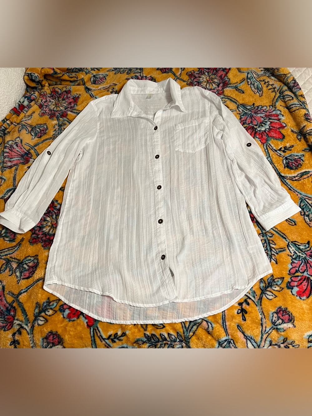 Mynah White Beach Cover Up or Button-Up Tunic Shirt